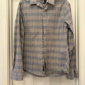Michael Kors Gray and White Plaid Button Down Shirt